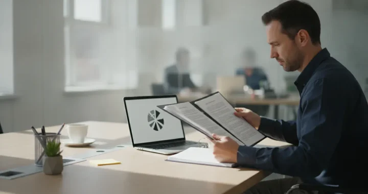 Entrepreneur comparant les statuts SASU et EURL sur un bureau avec documents et ordinateur portable